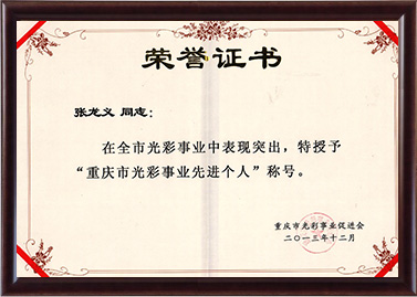 2013年张龙义被授予重庆市色泽事业先进个人称呼